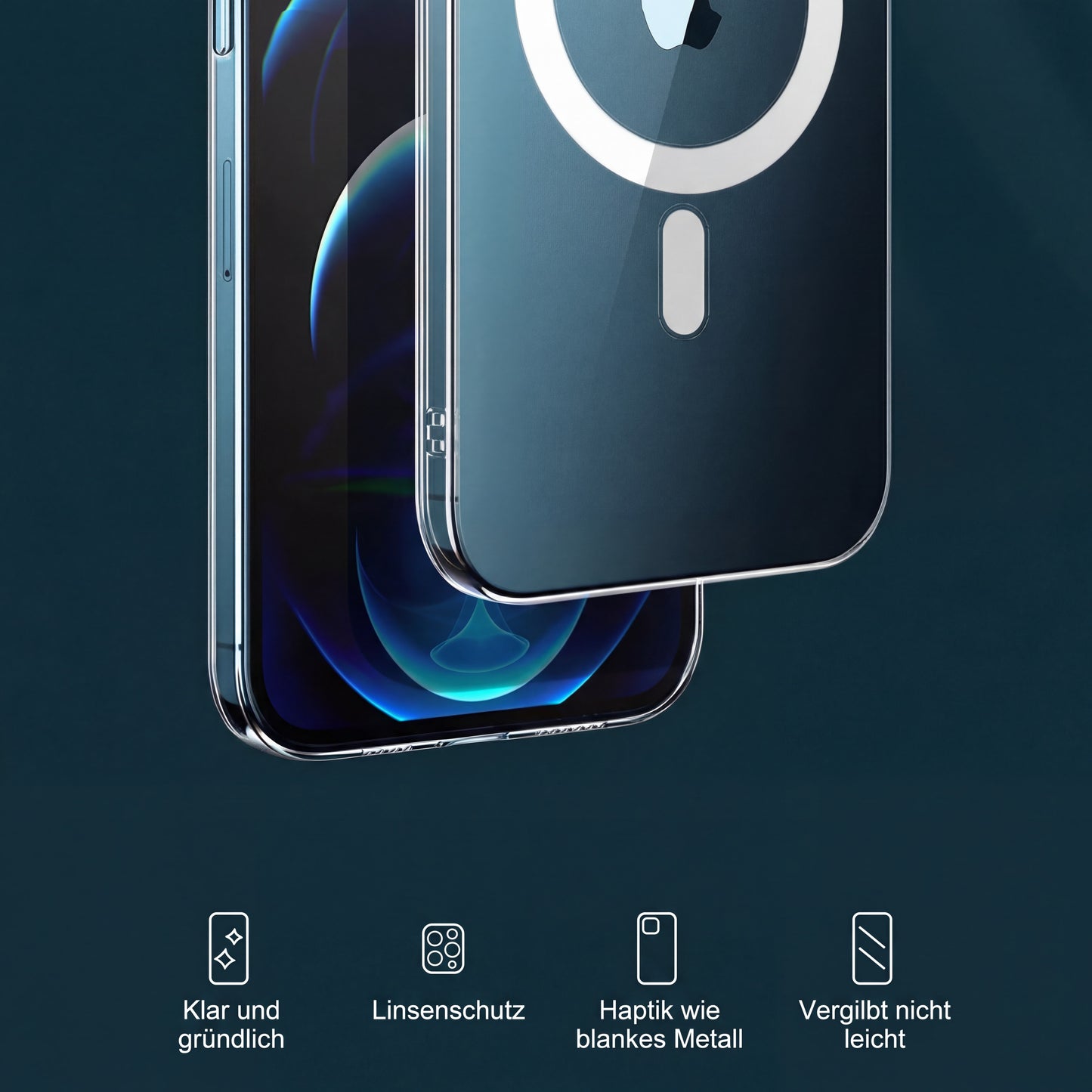 Kristallklare Magnetische Hülle für iPhone 16 15 14 13 12 11 SE Ultra Dünn