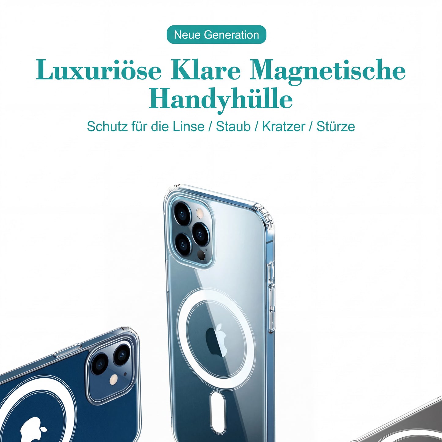 Kristallklare Magnetische Hülle für iPhone 16 15 14 13 12 11 SE Ultra Dünn