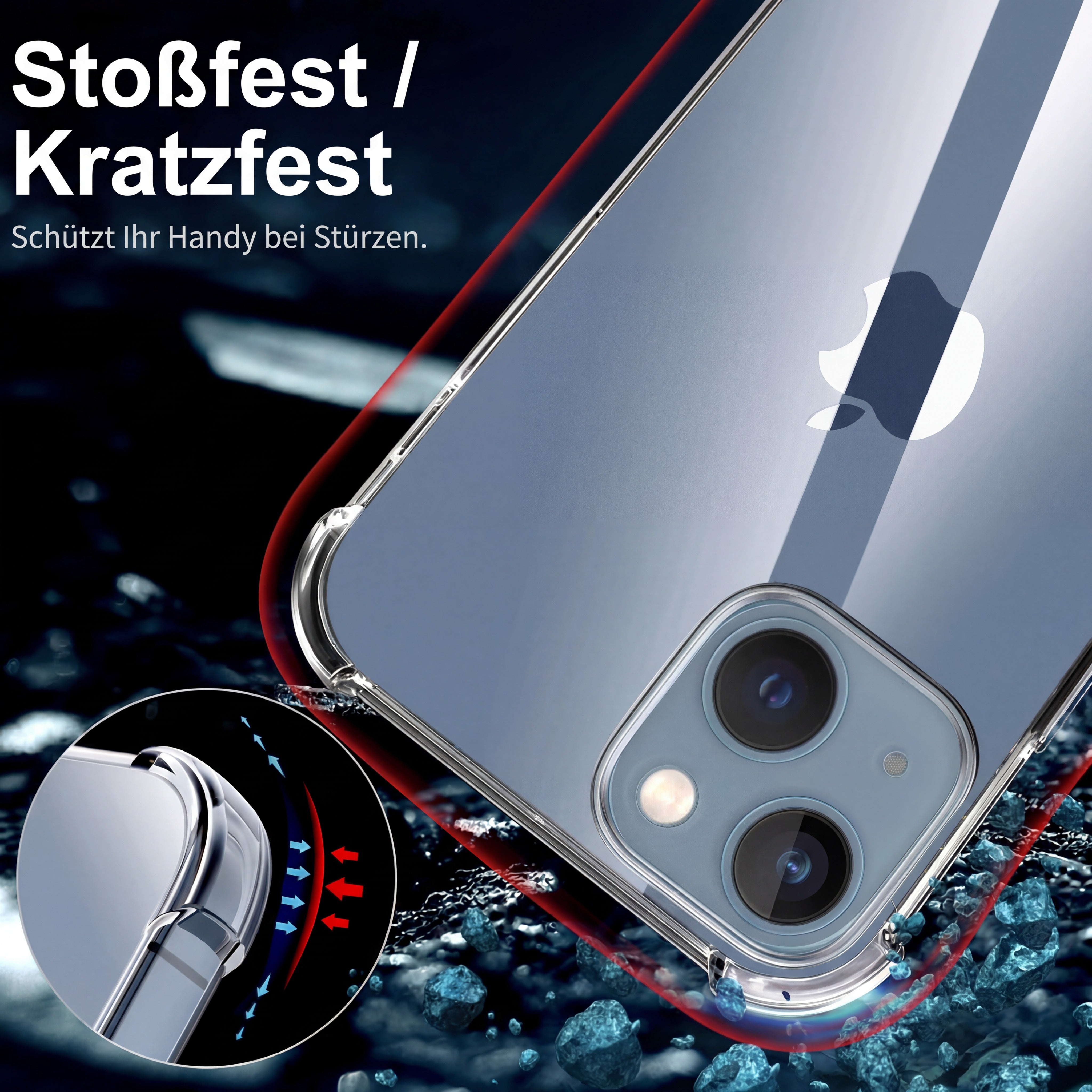 Stoßfeste Transparente Silikon Hülle iPhone 15 14 13 12 11 Pro Max Klar