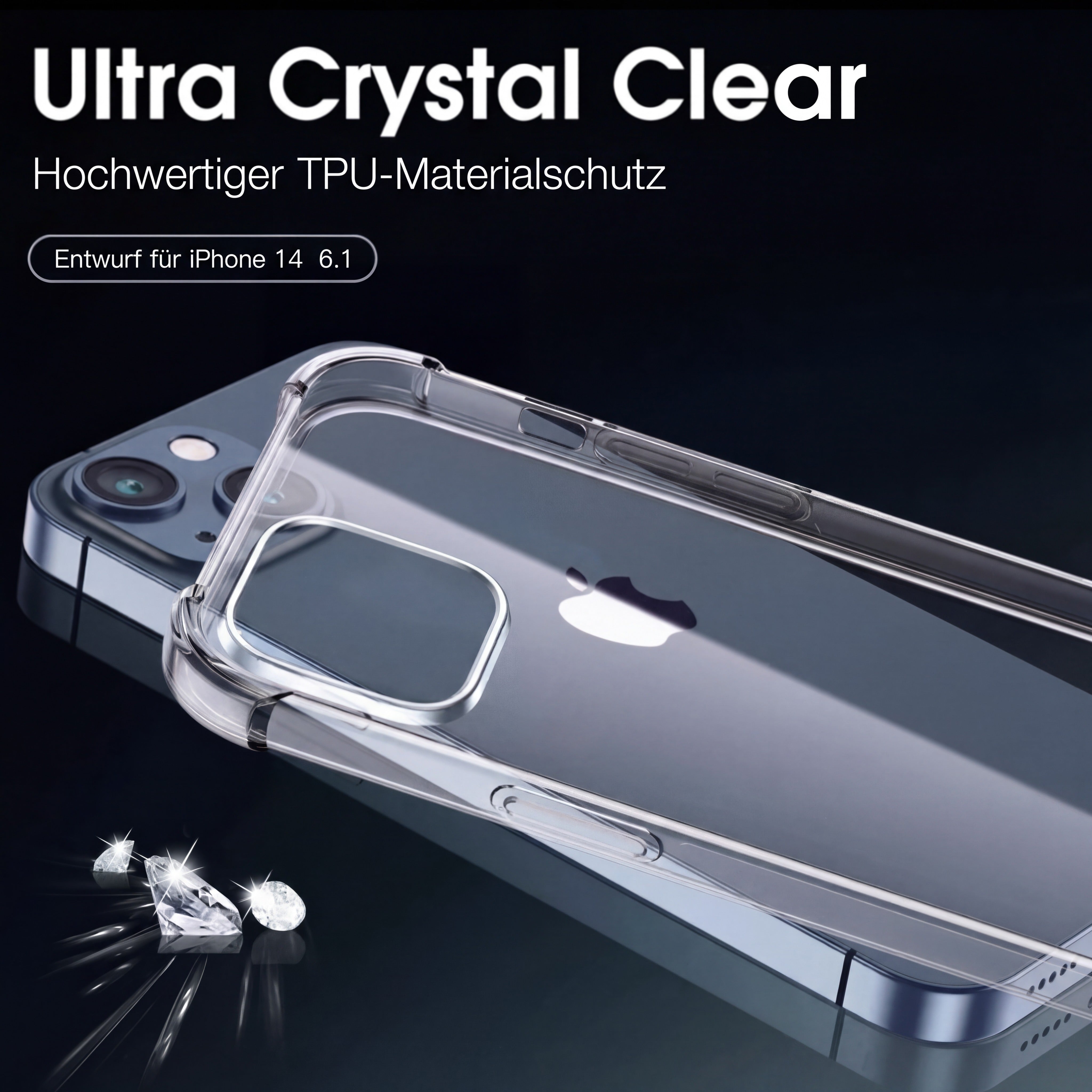 Stoßfeste Transparente Silikon Hülle iPhone 15 14 13 12 11 Pro Max Klar