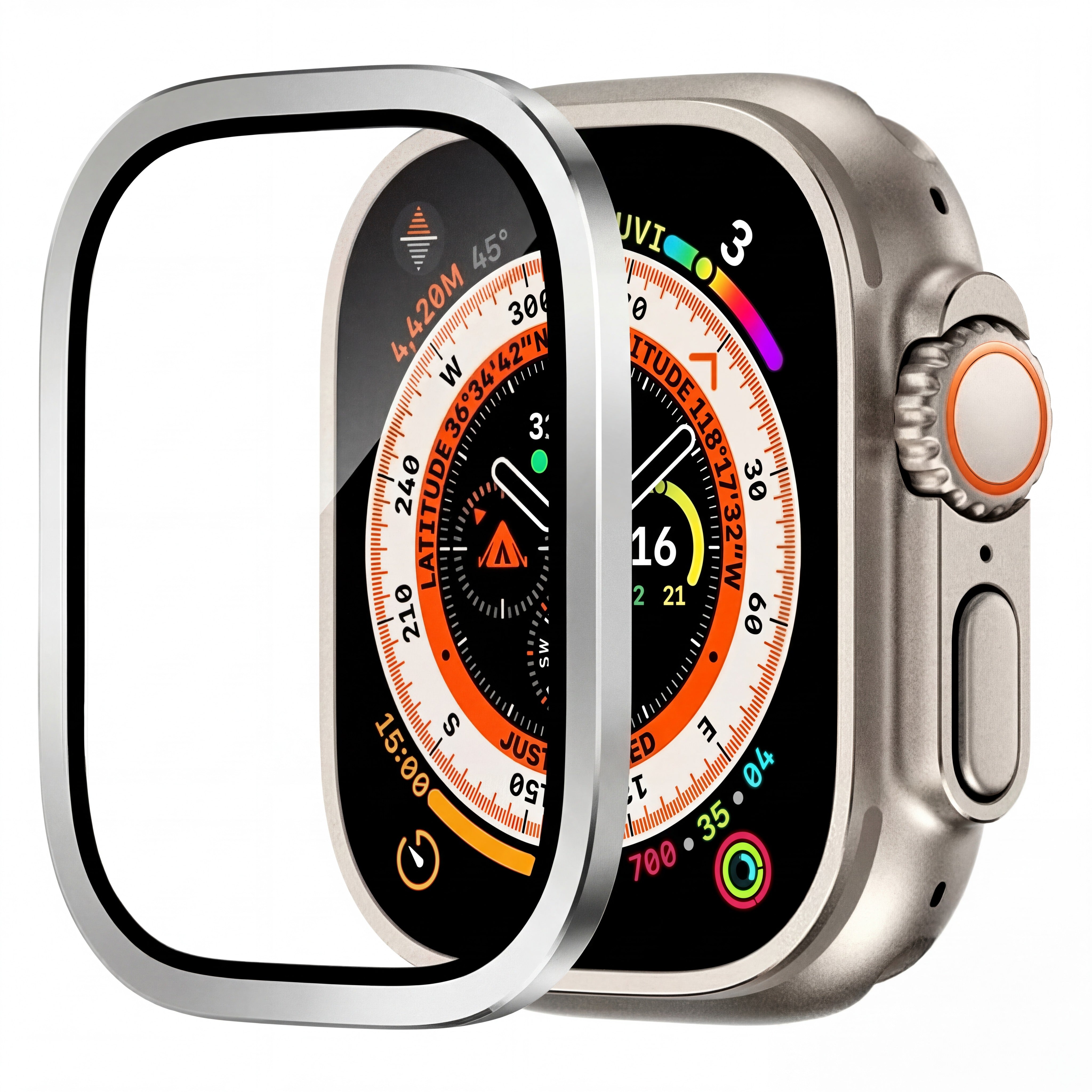 Schutzhülle mit 9H Glas Apple Watch Ultra 1 2 3 49mm Metall Bumper Case