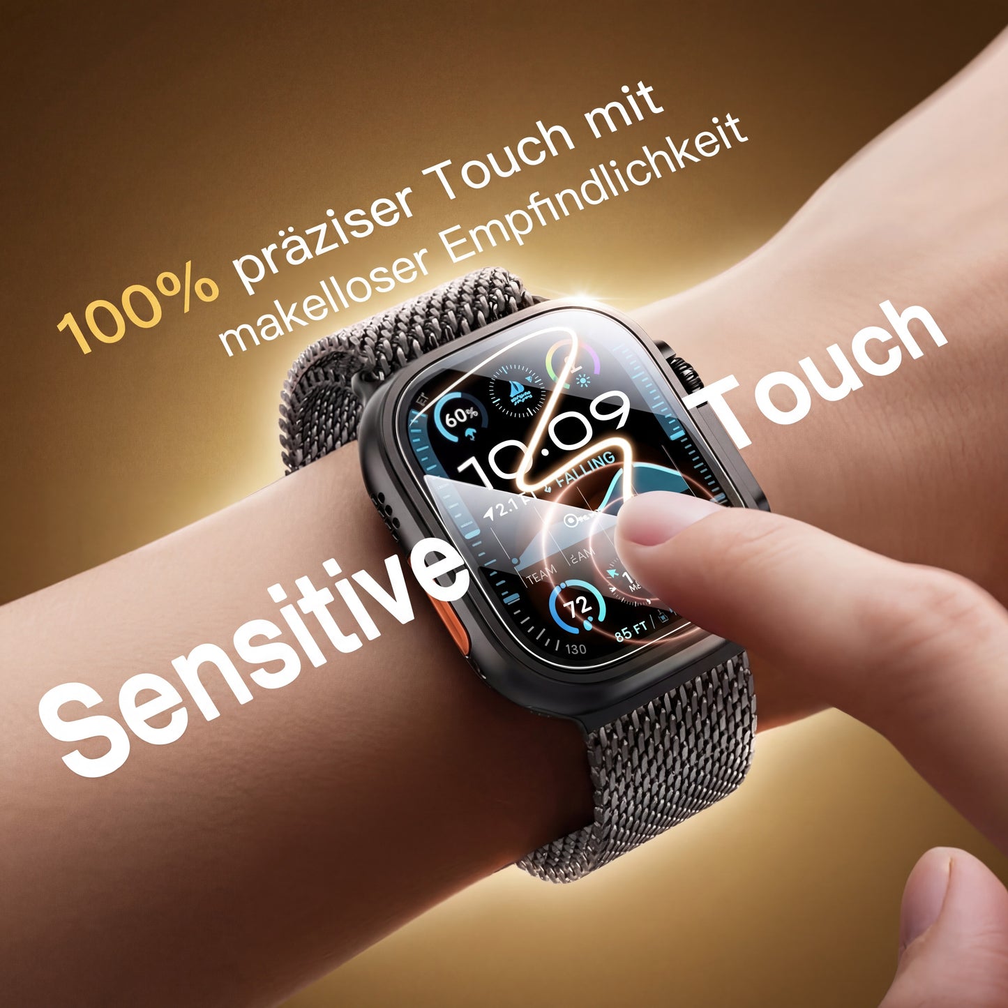 Schutzglas für Apple Watch Ultra 1 2 3 49mm 9H HD mit Auto-Montagehilfe Set