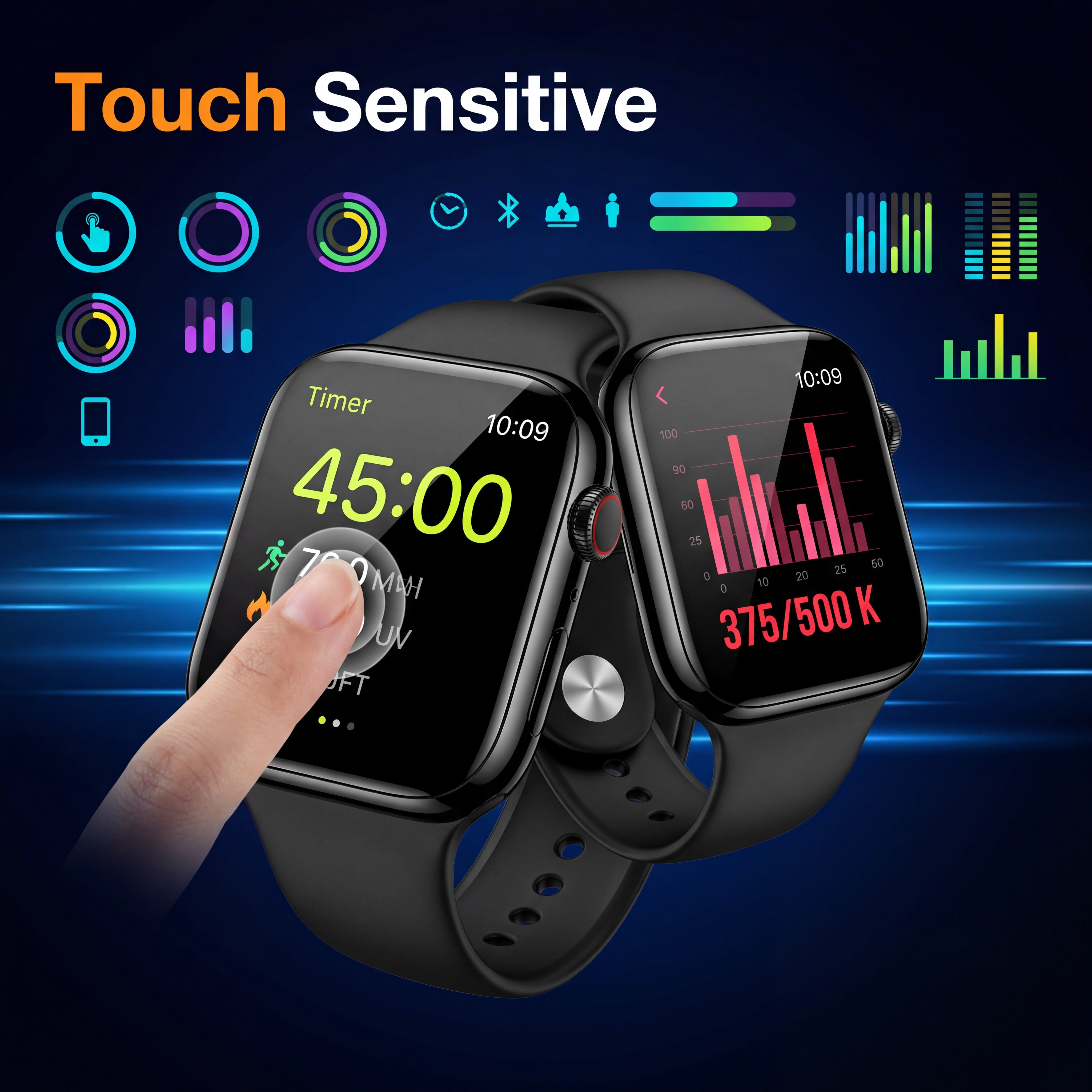 Schutzglas Apple Watch mit Auto-Installationstool 40-49mm 9H HD 2er Set