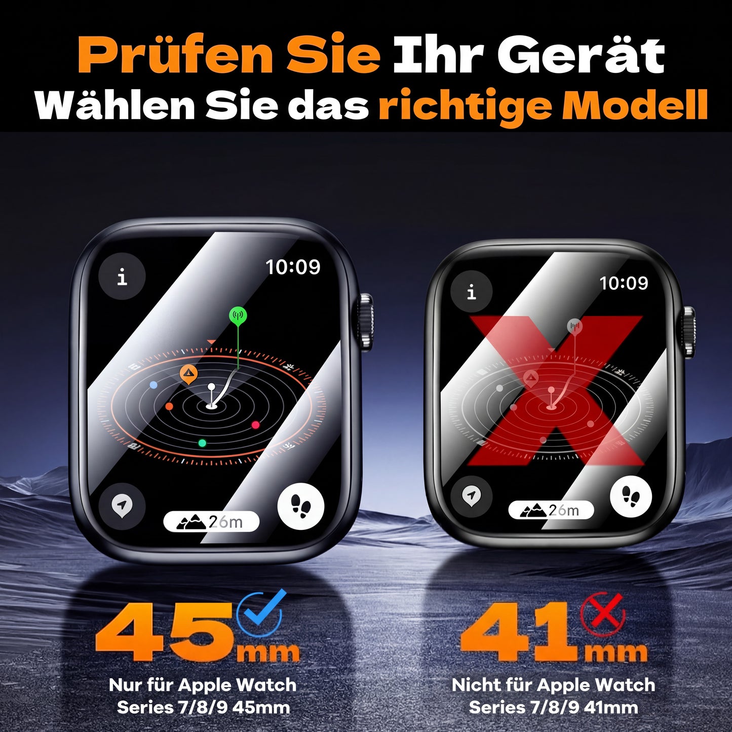 Schutzglas für Apple Watch mit Auto-Installationstool 40-49mm 9H HD 2er Set