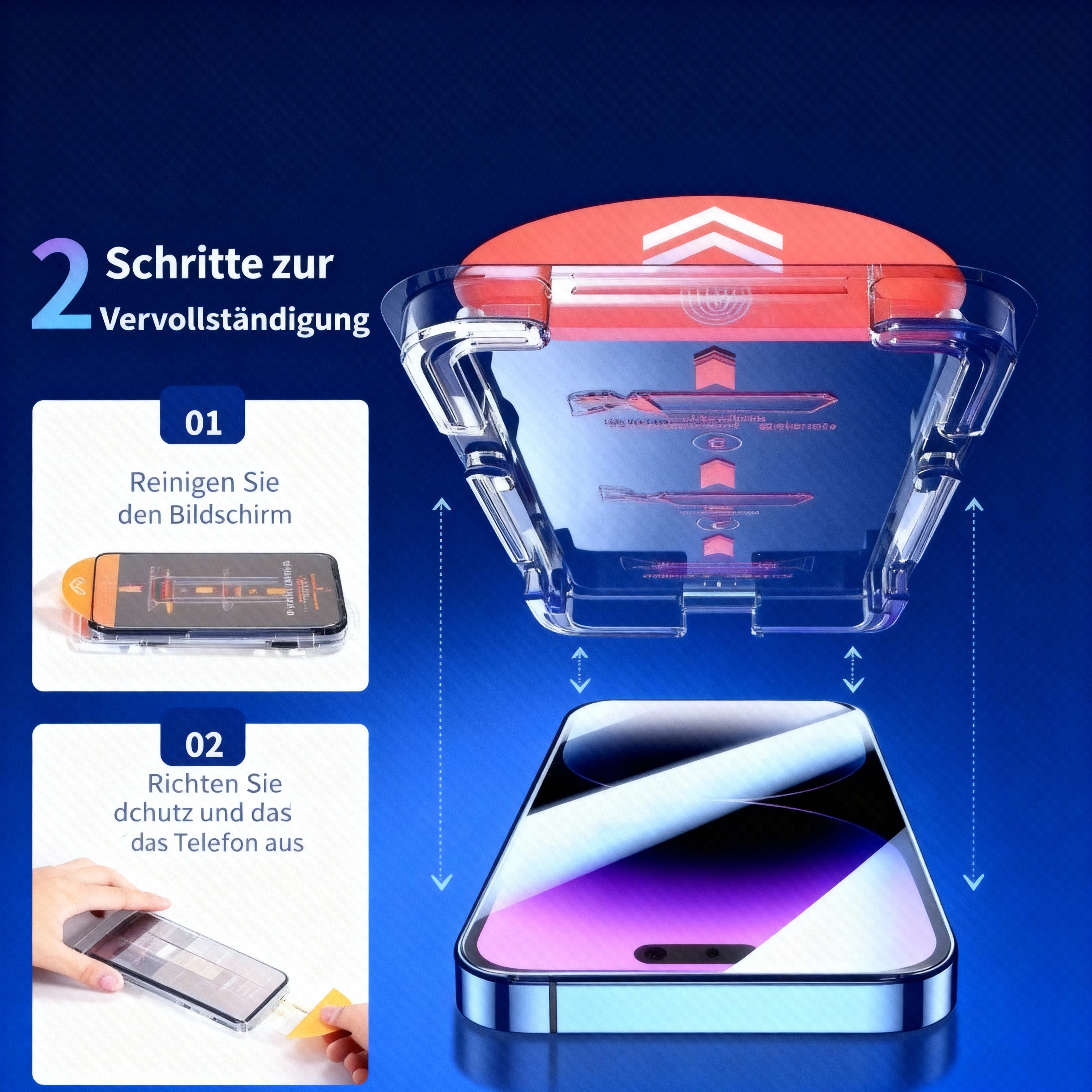 Elexum Staubfrei Schutzglas mit One-Click Montagehilfe für Samsung