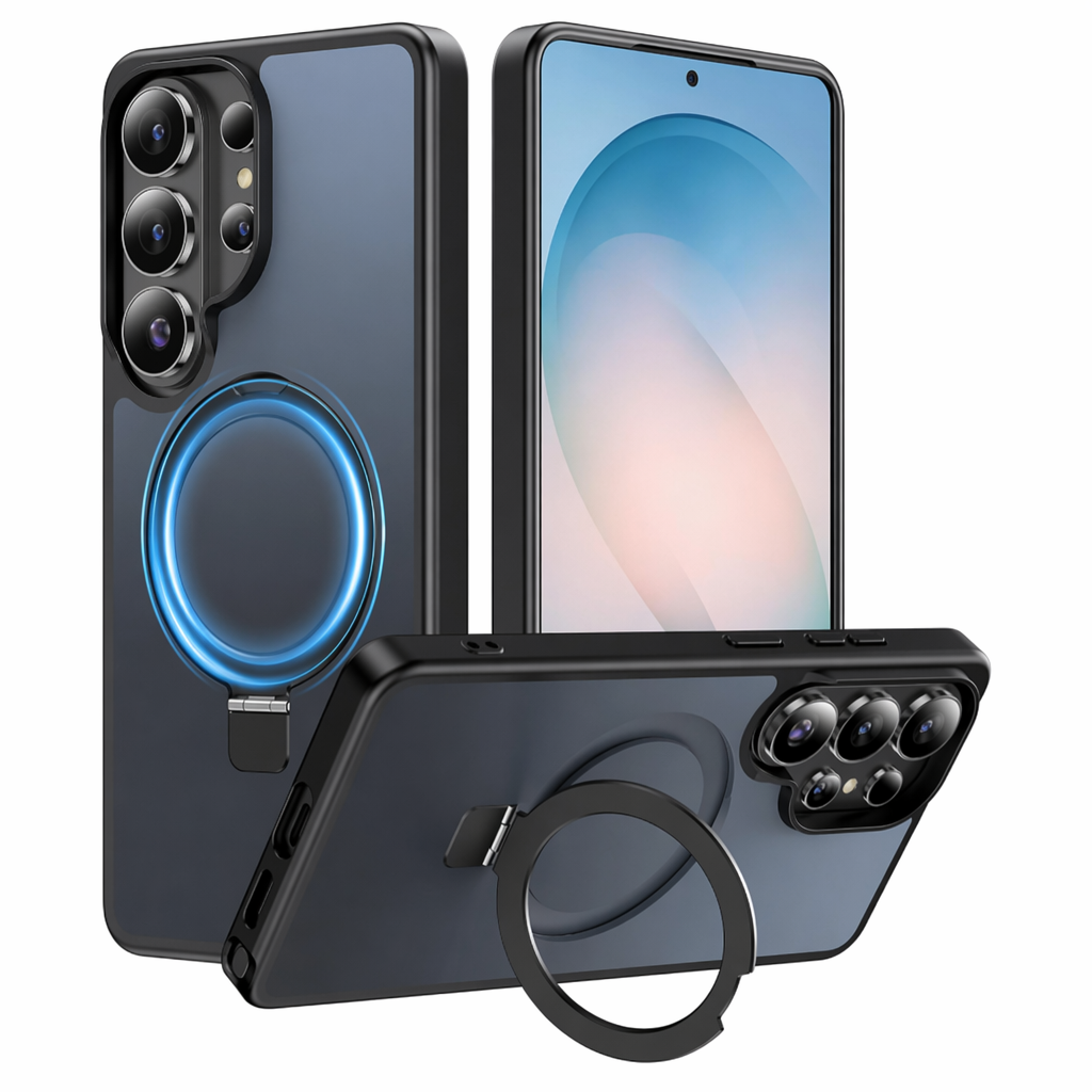Magnetische Hülle mit Ringständer für Samsung Galaxy – Matt, Stoßfest